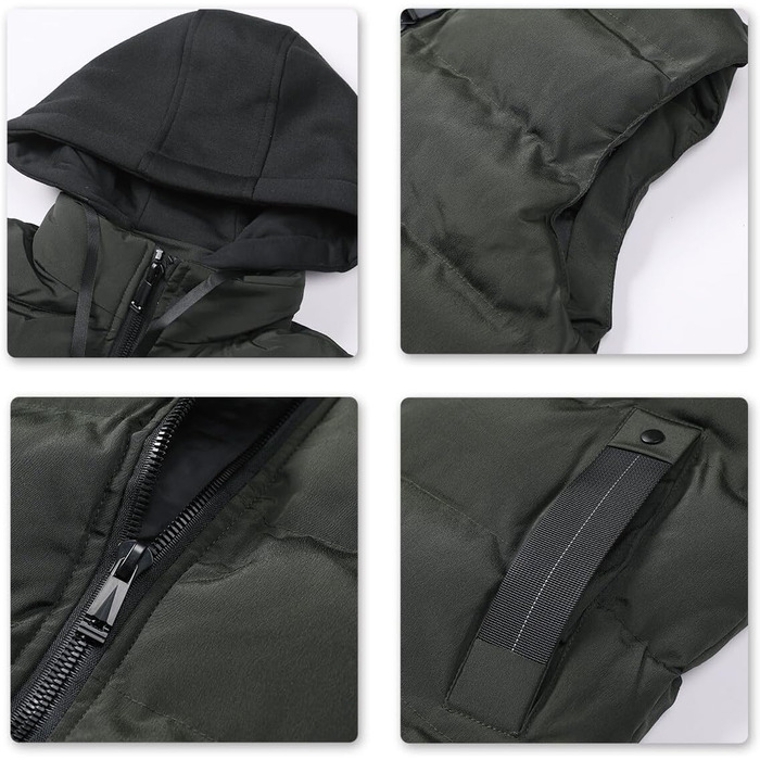 Чоловіча степкова жилетка YOUTHUP з капюшоном для активного відпочинку та зими, легка, вітронепроникна, армійного кольору (XXL)