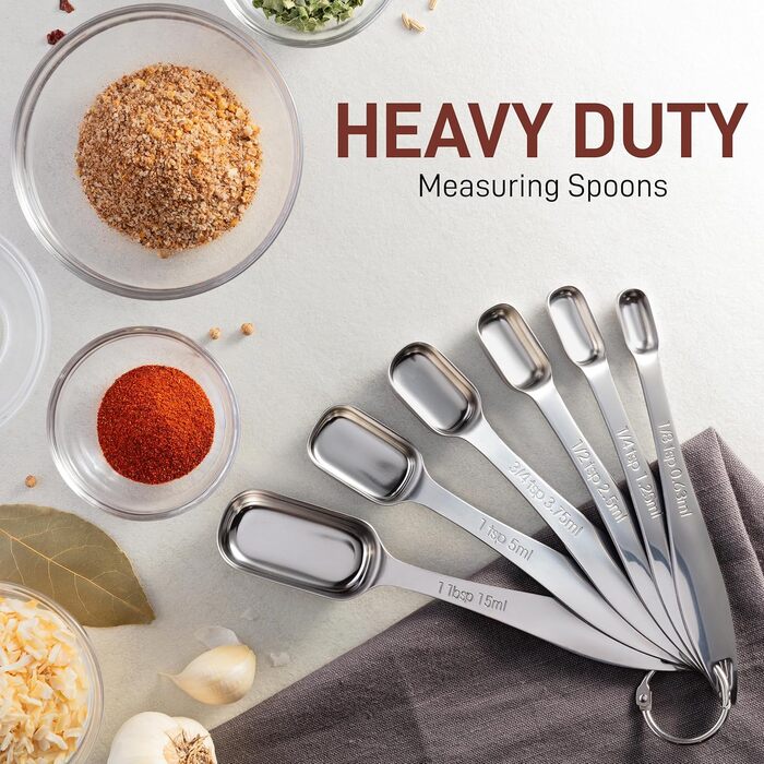 Набір мірних ложок Zulay Kitchen з нержавіючої сталі (6 шт.) з тонким дизайном для вузьких баночок спецій
