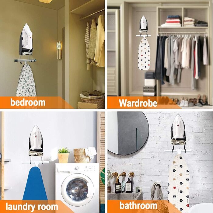 Настінний електричний органайзер для прасування, кошик для прасування, чорний | Зберігання над дверима або на стіні