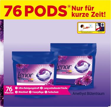 Капсули для прання Lenor All-in-1 Color Amethyst Blütentraum, захист кольору, 104 прання