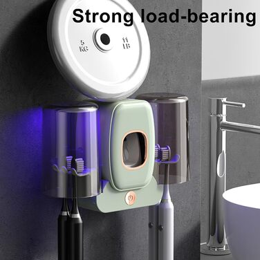 УФ-дезінфектор для зубних щіток з підставкою на стіну, стерилізатор, сушарка, розумний (світло-зелений)