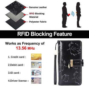 LUROON Wallet for Women Large with Many Compartments, Leather Wallet for Women Large with 24 Card Slots, RFID Women's Wallet Long Wallet for Women with Phone Pocket and Zipper