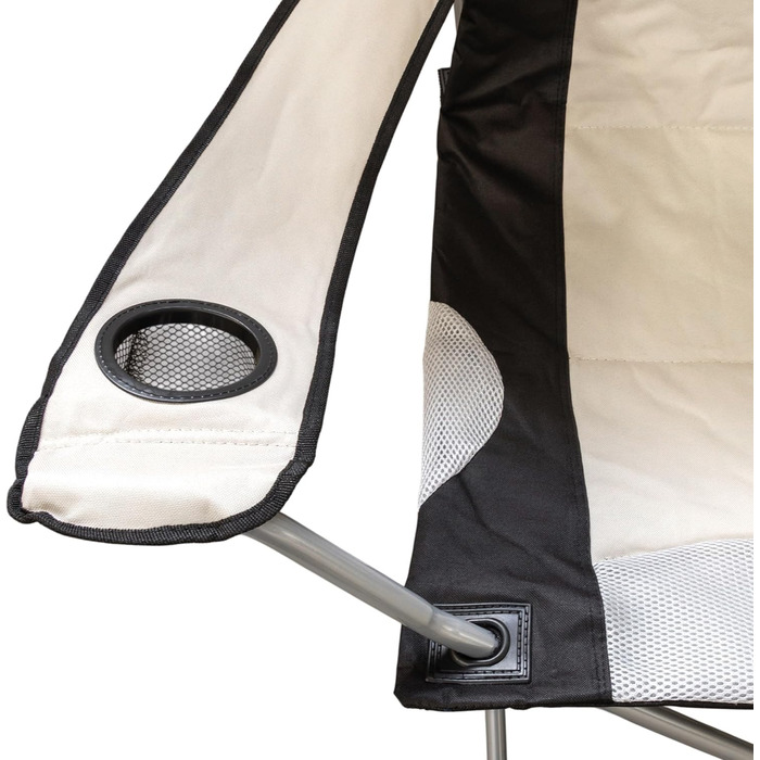 Крісло кемпінгове Spetebo XXL Deluxe бежеве, до 150 кг - широке, зручне, стабільне