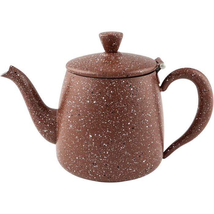 Café Olé PT-048 Cafe Ole Premium Teapot, 18/10 Stainless Steel, 48 Ounces, Drip-Free Pouring, Hollow Handles & Flip-Up Lid, (48oz, Red Granite)