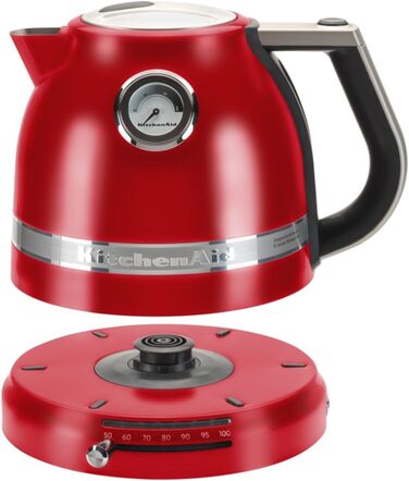 KitchenAid Kettle with temperature setting from 50 to 100°C | Tea kettle with temperature display and scale filter 1.5L | Electric 2400 Watt | Stainless steel (Empire Red) 1.5 Liter Red