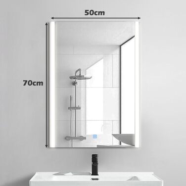 Дзеркало для ванної кімнати CLIPOP з підсвічуванням LED, сенсорне управління, IP44, 3 кольори світла, 40x50 см