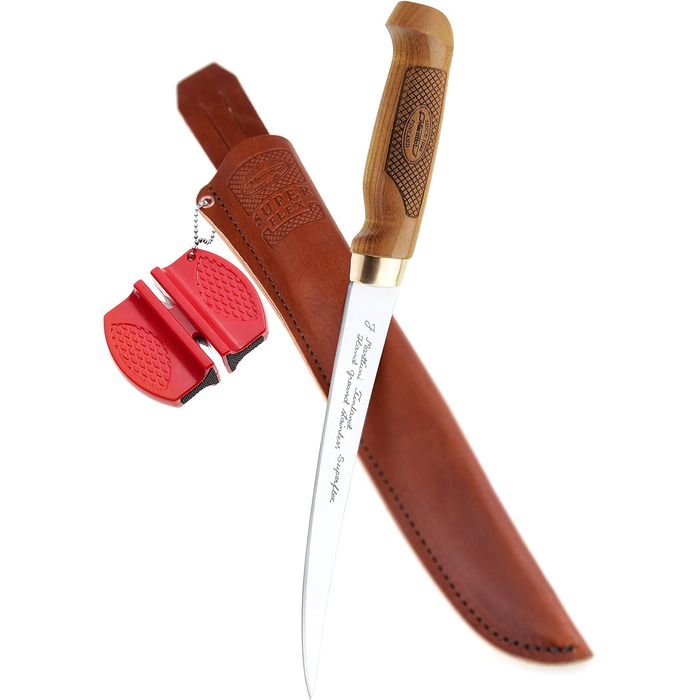 Філейний ніж Marttiini Classic Superflex 30,6 см з подарунковою упаковкою та точилкою RTX, надгострий і гнучкий, для риби та м'яса