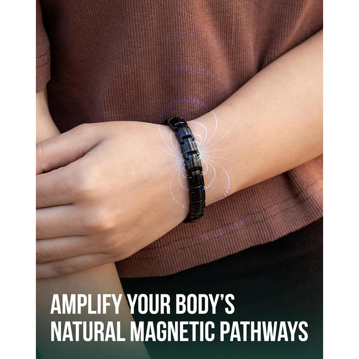 Браслет на магнітах MagnetRX® Ultrastarkes Titan для жінок – титановий браслет з регулюванням розміру, чорний (5x Strength)
