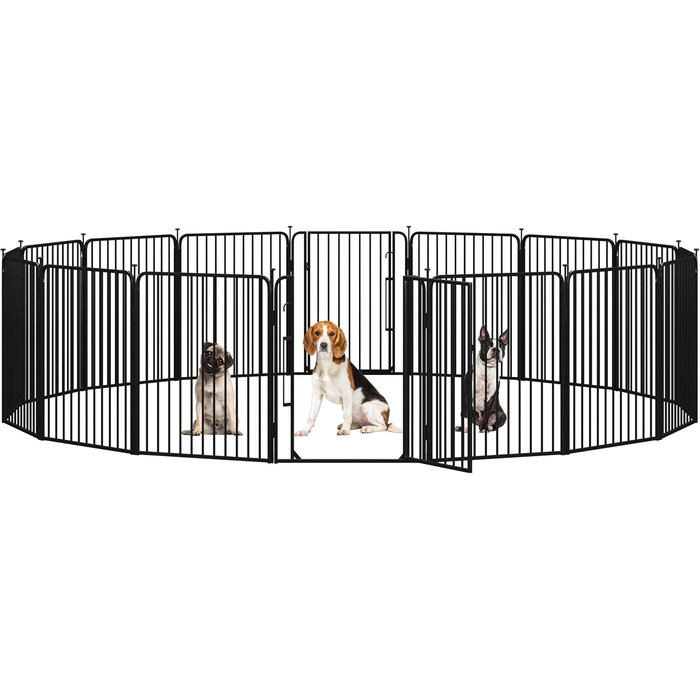 Вольєр для цуценят Yaheetech 16-секційний з замком, захистом для підлоги та металевим дротом 8 мм, 80 см, для квартири та саду