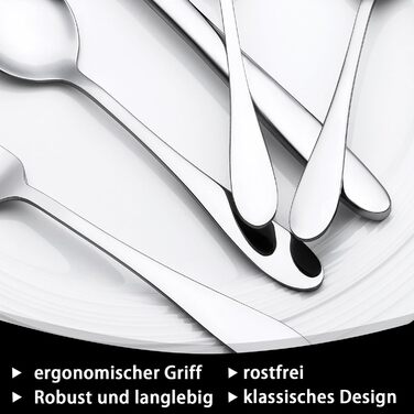 12-Person Cutlery Set, 72-Piece Stainless Steel Cutlery Set with Steak Knives, Eating Utensil Set with Knife Fork Spoon, Elegant Dinnerware for Restaurant/Party, Dishwasher Safe
