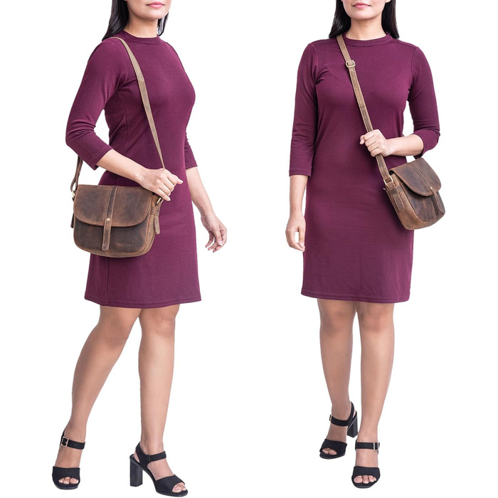 Стильна жіноча сумка-месенджер STILORD Kira з натуральної шкіри вінтаж (коньяк-коричневий) - ідеальна для вечірок, міста та відпочинку