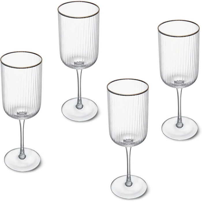 Кришталеві келихи Mikasa Sorrento для червоного вина з золотим обідком, 375 мл, набір 4 шт, без свинцю, елегантний дизайн для свят