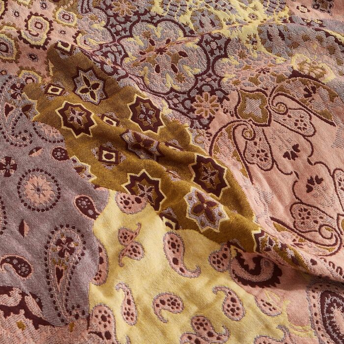 Плед Boho Softexly з 100% бавовни – двосторонній мусліновий плед 150x200 см, м'який плед на диван та ковдра на ліжко, естетичний дизайн, ідеально для вітальні та спальні, помаранчево/блакитний (150 x 200 см, візерунок Пайслі)