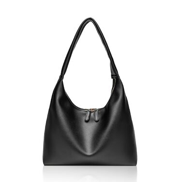 Сумка жіноча Hobo Bag з м'якої PU шкіри чорного кольору, велика сумка-тоут на плече для офісу та подорожей, вінтажний стиль
