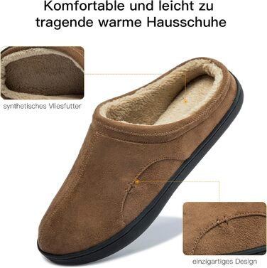 Чоловічі домашні тапочки з меморі-піною, теплі зимові тапочки, з підкладкою, сліпони з неслизькою гумовою підошвою, для дому та вулиці, 49/50 EU, Коричневі