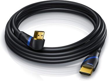HDMI кабель 8K 2.1 з кутовим конектором 90° - 3 метри - підтримка 8K@60Hz, DSC, eARC, VRR, Dolby Vision, HDR-10+