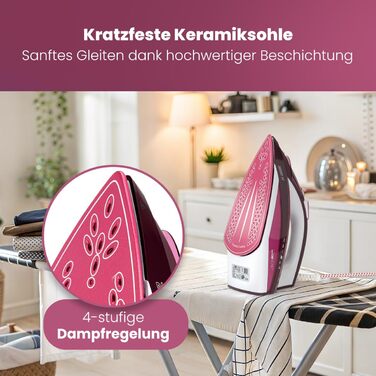 Праска Clatronic® з керамічною підошвою, 2600 Вт, 350 мл, з функцією відпарювання, захистом від накипу та протікання