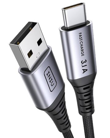 Кабель USB-C на USB-C, 3.1A, 2м, нейлон, чорний - для iPhone, Samsung, Google Pixel