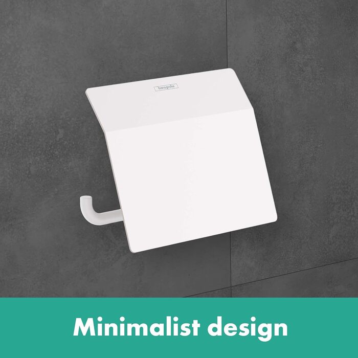 Hansgrohe AddStoris Toilet Paper Holder - Wall Mounted Tissue Holder with Cover - Brushed Black Chrome Bathroom Accessory