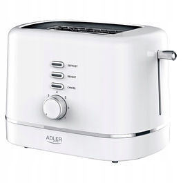 Тостер Adler, білий, 850 Вт, 7 рівнів просмаження, функція розморозування, з підставкою для булочок