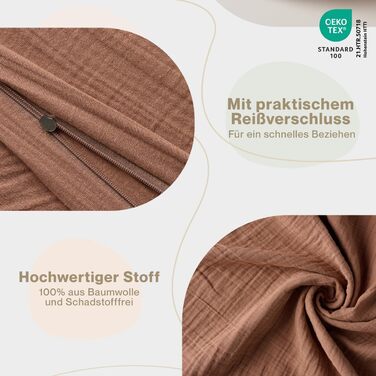 Бетлічна постільна білизна Laleni з бавовняного мусліну 80x80 + наволочка 35x40 см - комплект сертифікований Oeko-TEX, літня, колір мідний