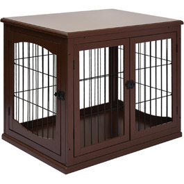 Клітка для собак PawHut: міцна будка з 2 входами, замок, для маленьких собак, коричнева, 58,5 x 81 x 66 см