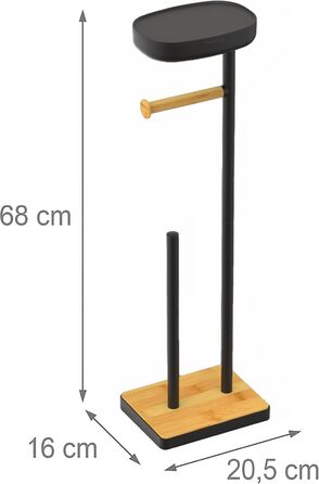 Підставка для туалетного паперу Relaxdays з полицею, 68x20,5x16 см, білий/натуральний колір