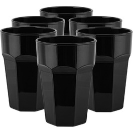 Set of 425 ml Cocktail Glasses, Set of 6 Long Drink Glasses, Colorful Glasses – Dishwasher-Safe Crystal Glasses Gigi Piano Black