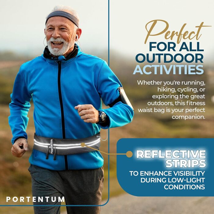 Портентум Поясна Сумка Laufgürtel, Чорна, Унісекс, для всіх розмірів до 150 см