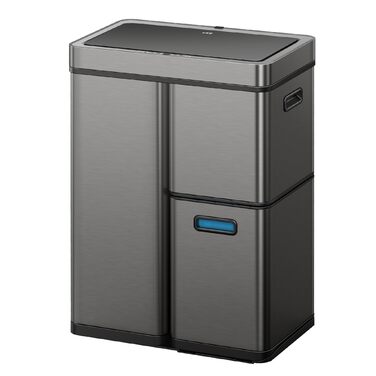 Сортувальний контейнер для сміття EKO Mirage Plus 60л (30л+15л+15л), нержавіюча сталь, сенсорний, 3 відділення, пластикові відра, автоматичний відро для кухні