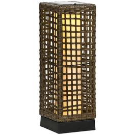 Outsunny Solar Lamp Rattan LED Outdoor Light with Light Sensor, Waterproof, 15.5x15.5x46cm for Garden & Patio
