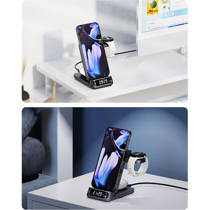 Бездротова зарядка SwanScout для Google Pixel 9 Pro Fold/9a/9/Fold/8/7/6, Pixel Watch 3/2, Fitbit Versa 4/3 (708G2, без адаптера)