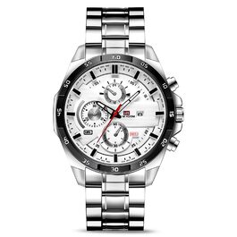 Годинник чоловічий OFFCUP: аналоговий кварцовий хронограф з водонепроникним браслетом з нержавіючої сталі. З датою, для повсякденного та ділового стилю. Ідеальний подарунок (чорний та білий)