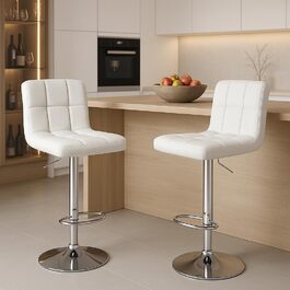 DUMOS Set of 2 Modern Adjustable Bar Stools - Metal Legs, 60-80cm Height - Kitchen, Bar, Living Room