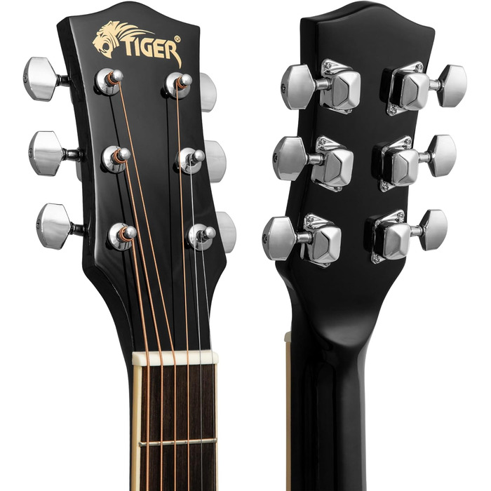 Акустична гітара TIGER ACG1-BK з металевими струнами, чорна, з повною верхньою часткою, для початківців