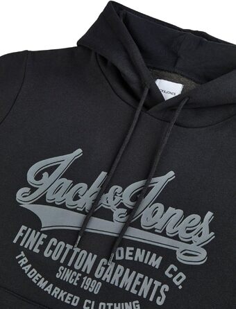 Чоловічий худі Jack & Jones Regular Fit JJEADRIAN з принтом, чорний (розмір 8XL)