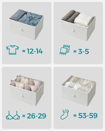 SONGMICS Chest of Drawers, Cabinet, 6 Fabric Drawers, Metal Frame, Storage Cabinet, for Children's Room, Bedroom, Hallway, Cream White-Oak Finish LTS323W57