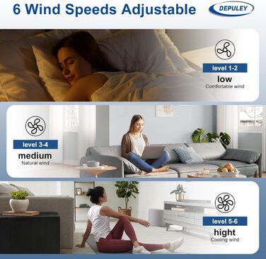 Depuley Стеляний вентилятор з підсвічуванням для вулиці: LED лампа з вентилятором для саду, тераси - 132 см, з підсвічуванням та APP для вітальні, ресторану, офісу, коричневий, 52''