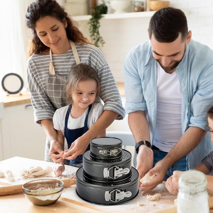 Набір форм для випічки LZYDKH 3 шт. (20/22/24 см) з антипригарним покриттям. Форми для кексів, торти та хліба. Знімний дно.