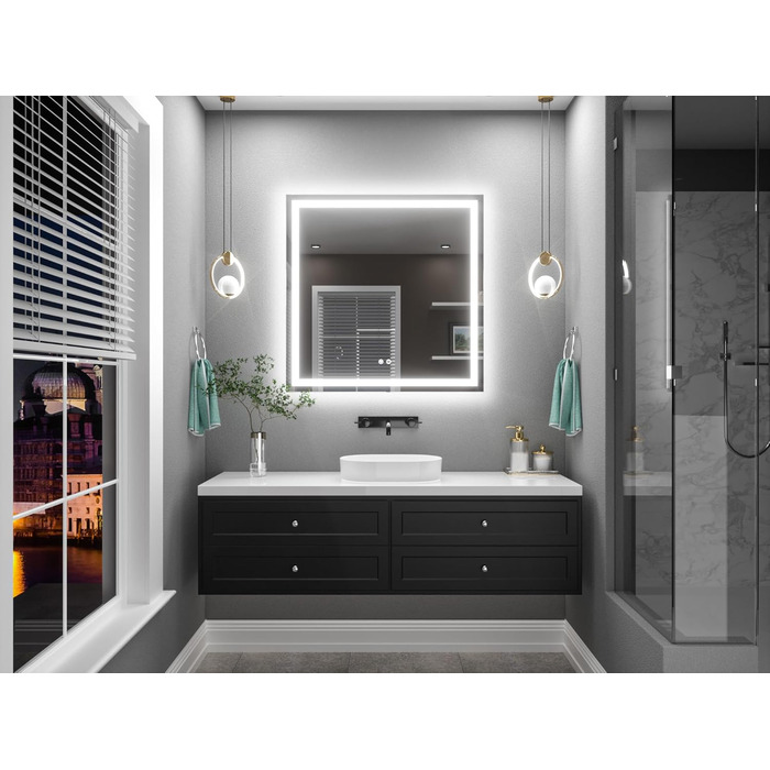 Дзеркало для ванної кімнати TETOTE з підсвічуванням 50x70 см, без рами, LED, сенсорне керування, 3 кольори, регулювання яскравості, функція пам'яті