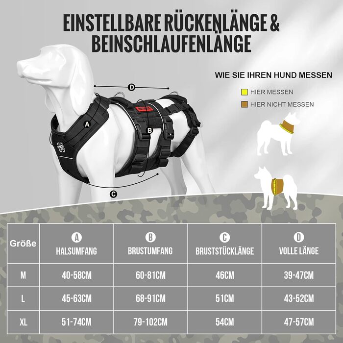 Шлейка для собак OneTigris SKYEWALKER, чорна, XL (39-64 кг) з регулюванням, для підтримки та реабілітації