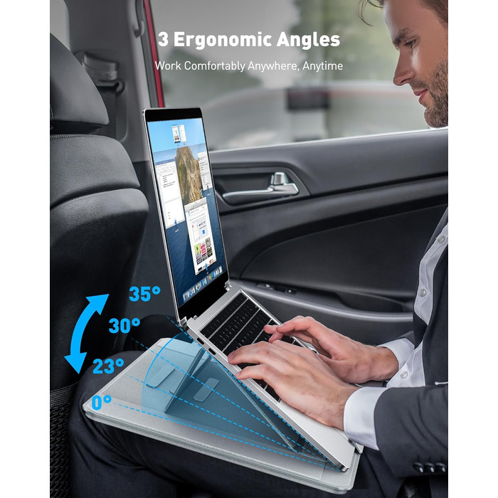 Зручний лапдеск для ноутбука AboveTEK – ергономічний підставка з антиковзким покриттям, захистом від нагріву, вбудованим ковриком для миші, портативна для ліжка, дивана, подорожей (сірий)