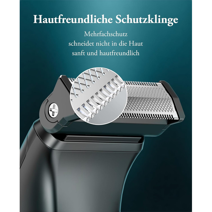 Триммер для тіла Kensen 2-в-1 для чоловіків: для особистої гігієни, тіла, обличчя. З насадкою, для сухого та вологого гоління, USB-C, зелений