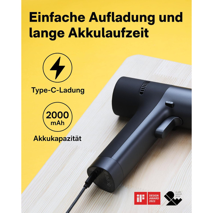 Акумуляторний дриль-шуруповерт HOTO 12V, 30 Нм, 1400 об/хв з LED-індикатором та USB-C зарядкою