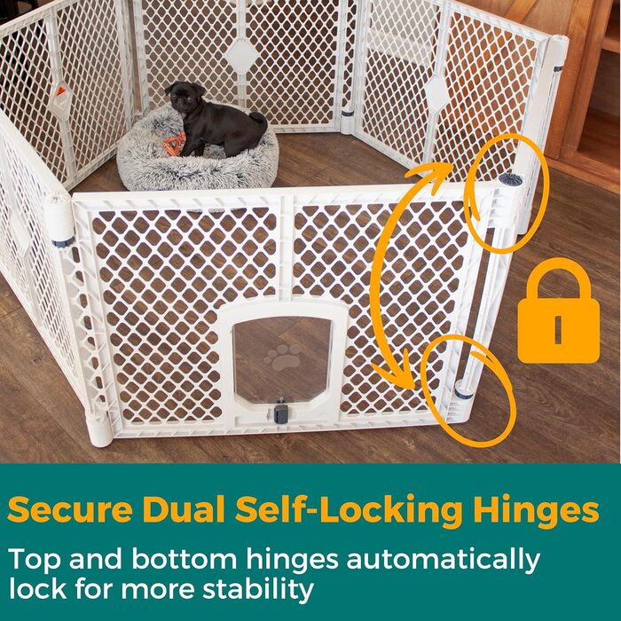 Laufstall для собак North States MYPET Petyard, 6 панелей, 66 см, розкладний, для дому та вулиці, сірий (Feldstone)