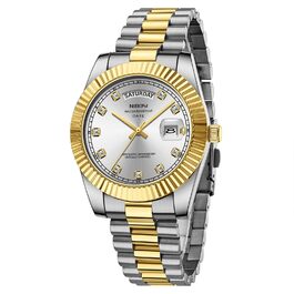 Годинник чоловічий NIBOSI 2627-gold Silver: кварцовий годинник з нержавіючої сталі, водонепроникний, з датою та календарем, бізнес-стиль