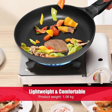 Сковорода індукційна 28 см з антипригарним покриттям, знімний ручка, універсальна сковорода, BPA Free, алюмінієвий лиття, чорна