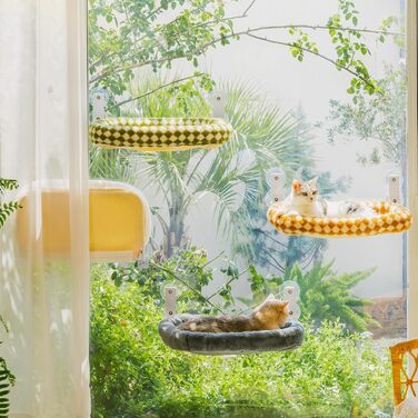 MEWOOFUN Large Cat Hammock Window with Removable Thick Cover - Foldable, Stable, 4 Strong Suction Cups, Holds 18kg (White, M)