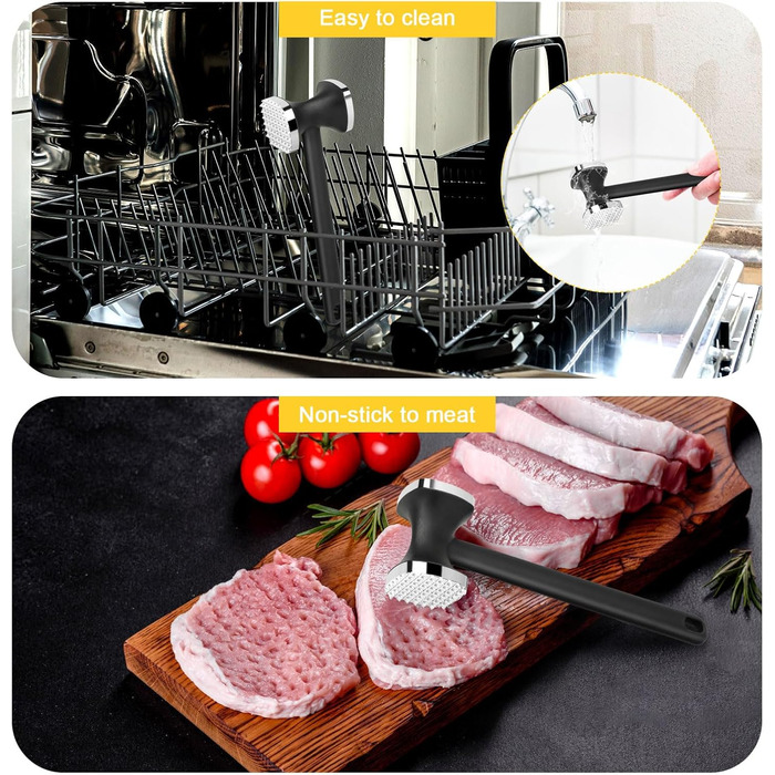 Подвійний молоток для м'яса з нержавіючої сталі, молоток для відбивання м'яса, для стейків, шніцелів, курки