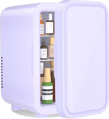 YASHE Mini Fridge - 6 Liter / 8 Can Portable Cooler - Thermoelectric Cooler for Bedroom, Skincare, Drinks, Office, Dorm & Car (Purple)